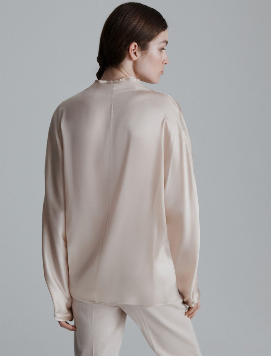 bluse aus seidenmischgewebe – creme