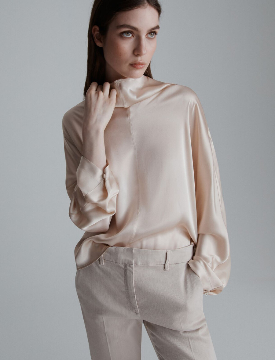 bluse aus seidenmischgewebe – creme