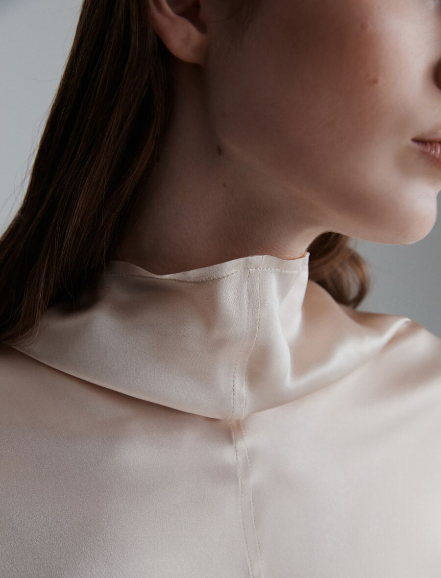 bluse aus seidenmischgewebe – creme