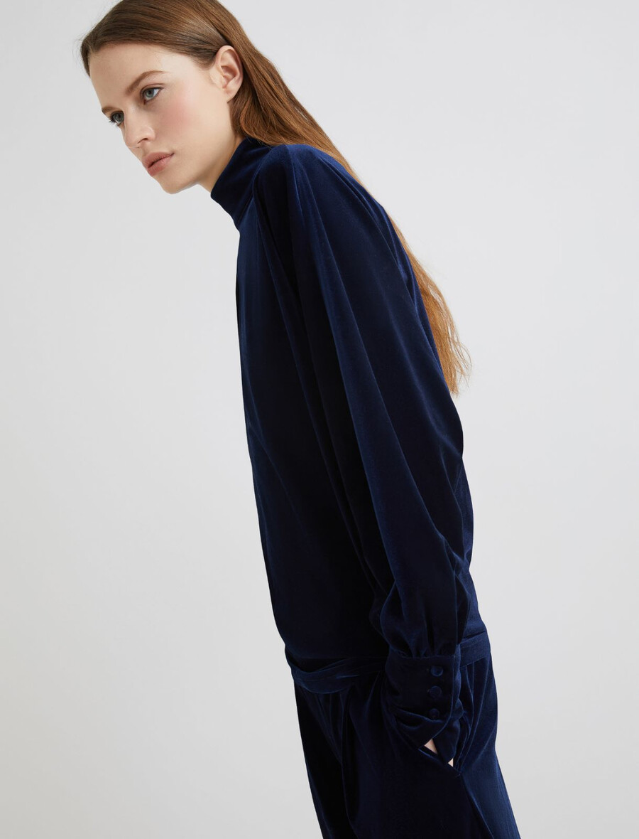 samtbluse – mitternachtsblau