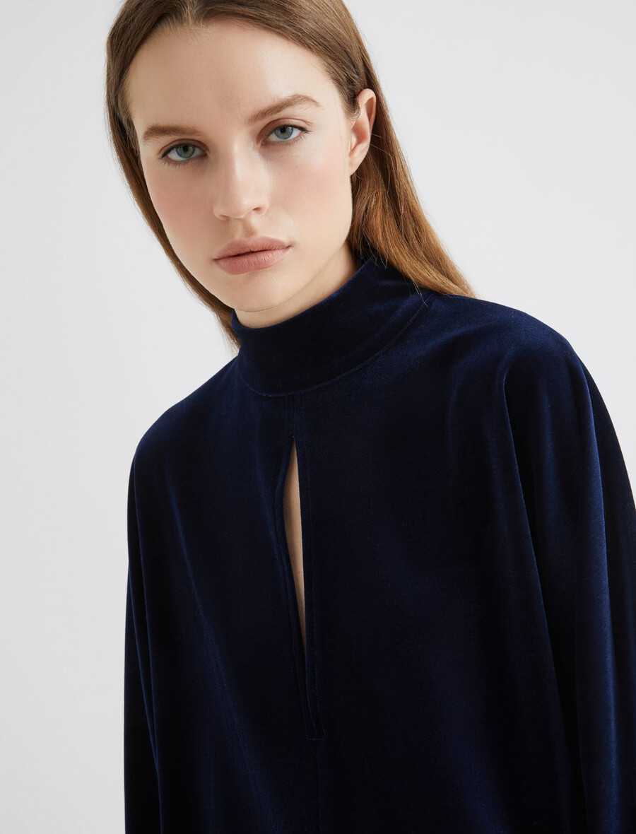 samtbluse – mitternachtsblau