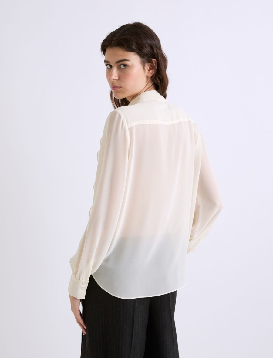 rüschenbluse aus georgette - weiss