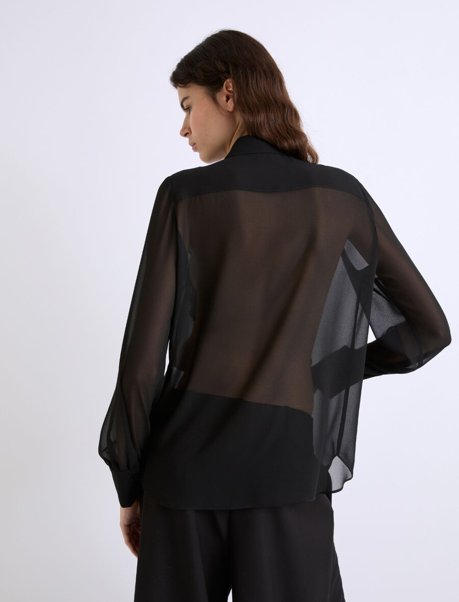 rüschenbluse aus georgette – schwarz