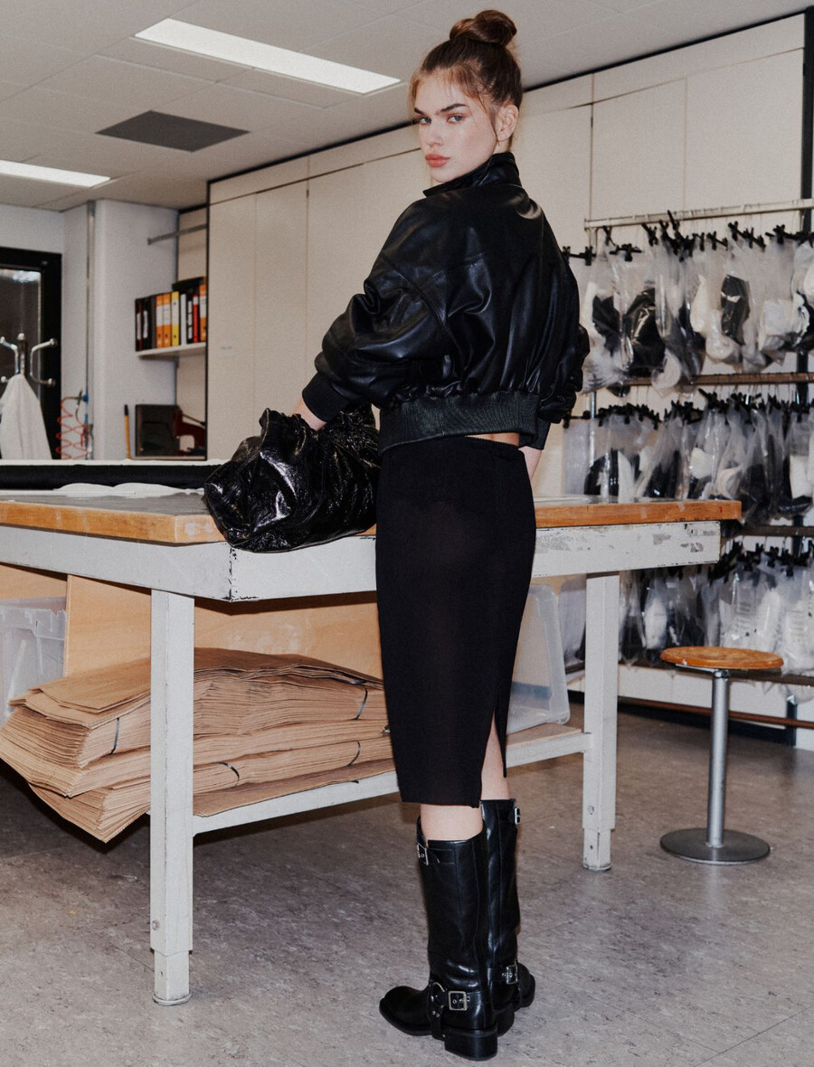 georgette-bleistiftrock - schwarz
