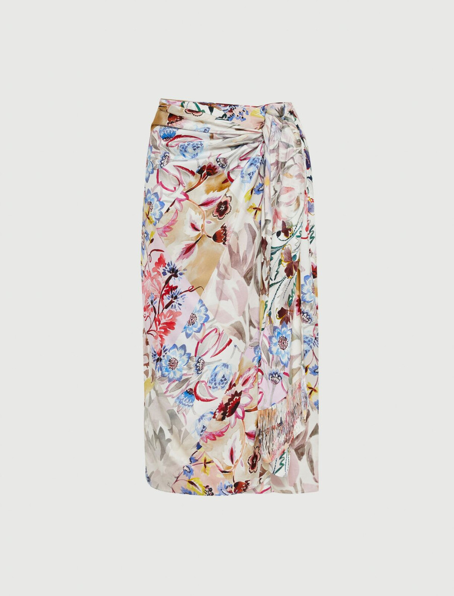 bedruckter satinrock - rosa