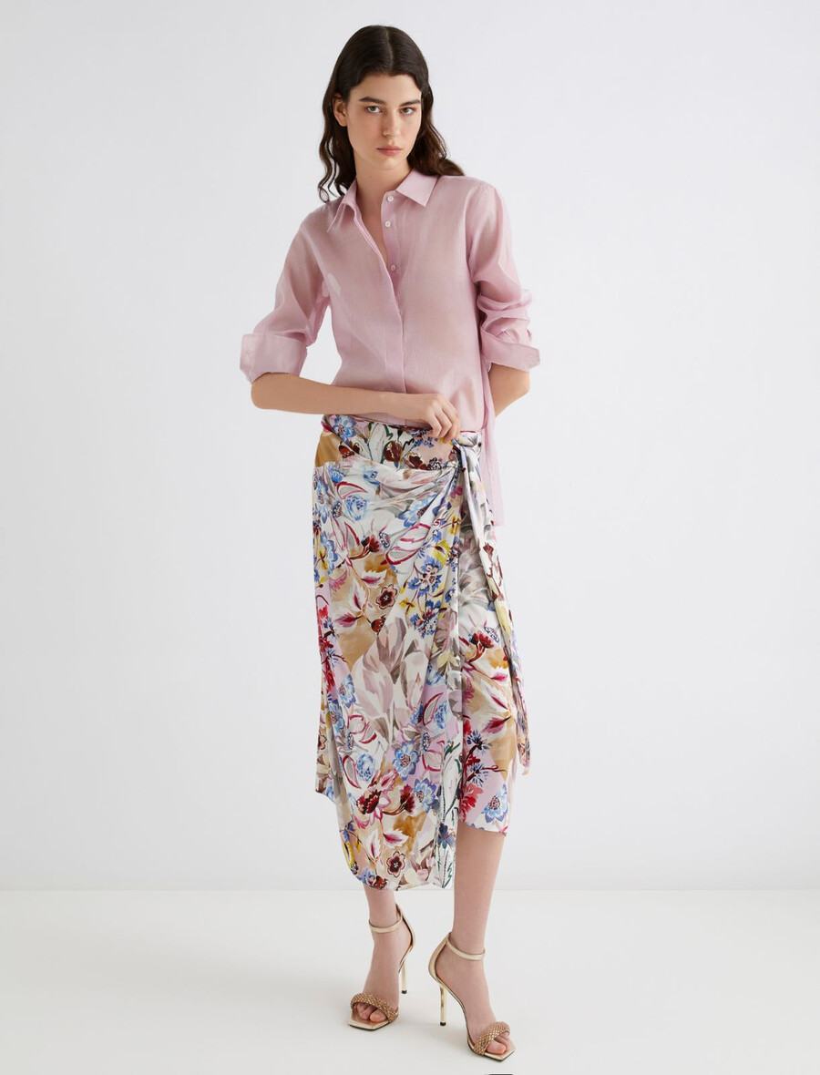 bedruckter satinrock - rosa