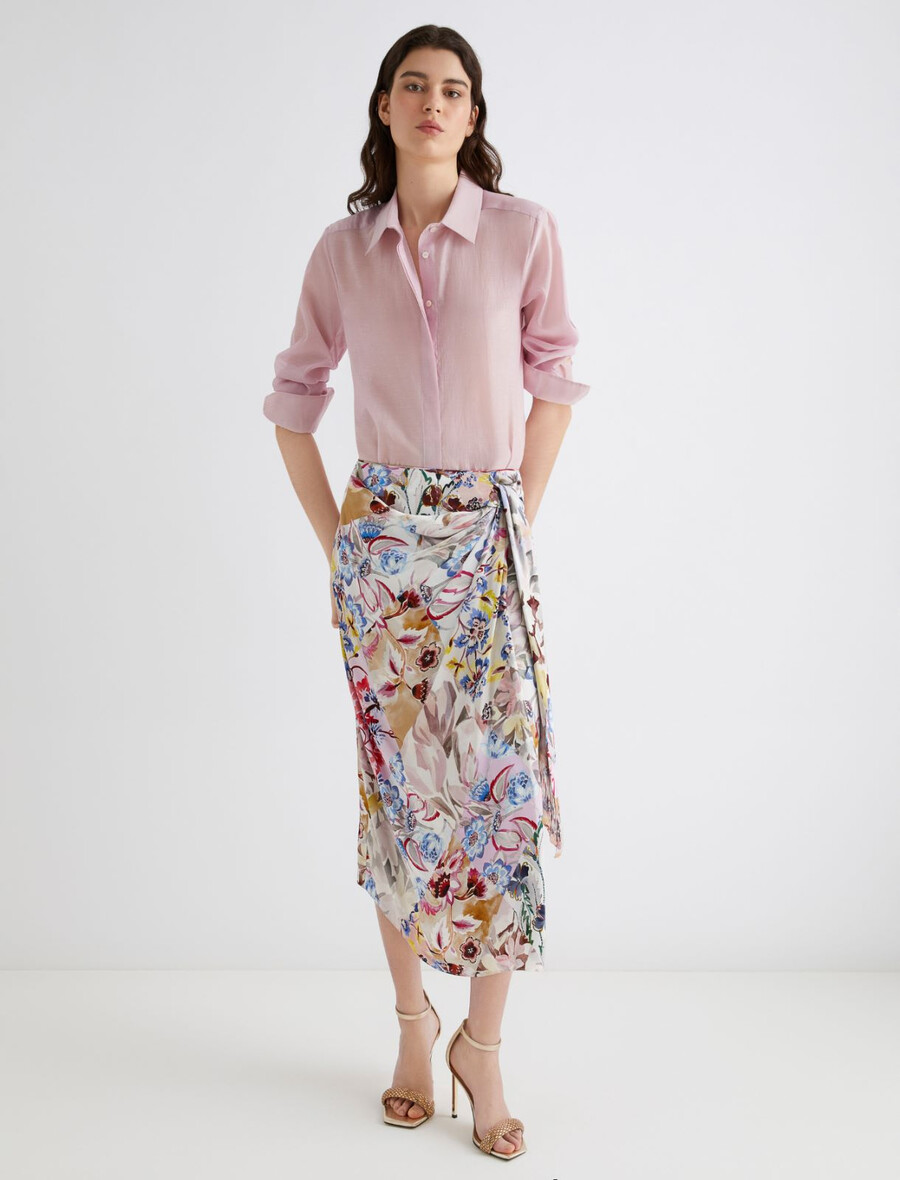 bedruckter satinrock - rosa