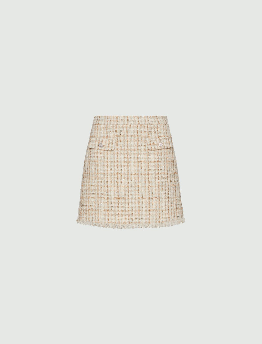 paillettenbesetzter lamé-minirock – beige