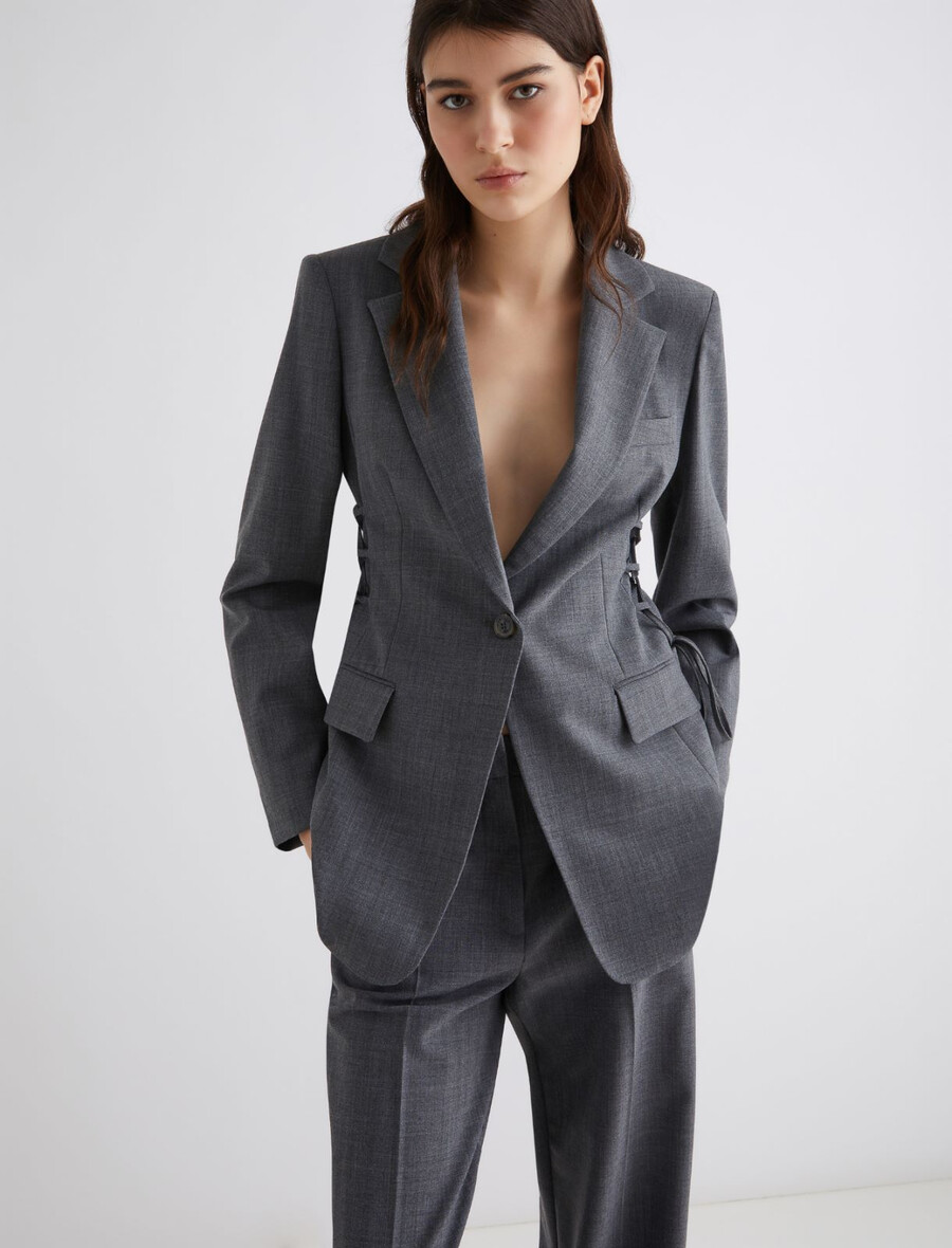 gerade geschnittener stretchblazer – melange grau