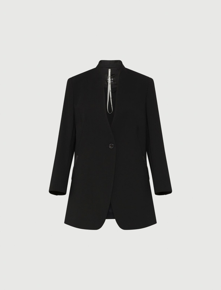 langer einreihiger blazer – schwarz