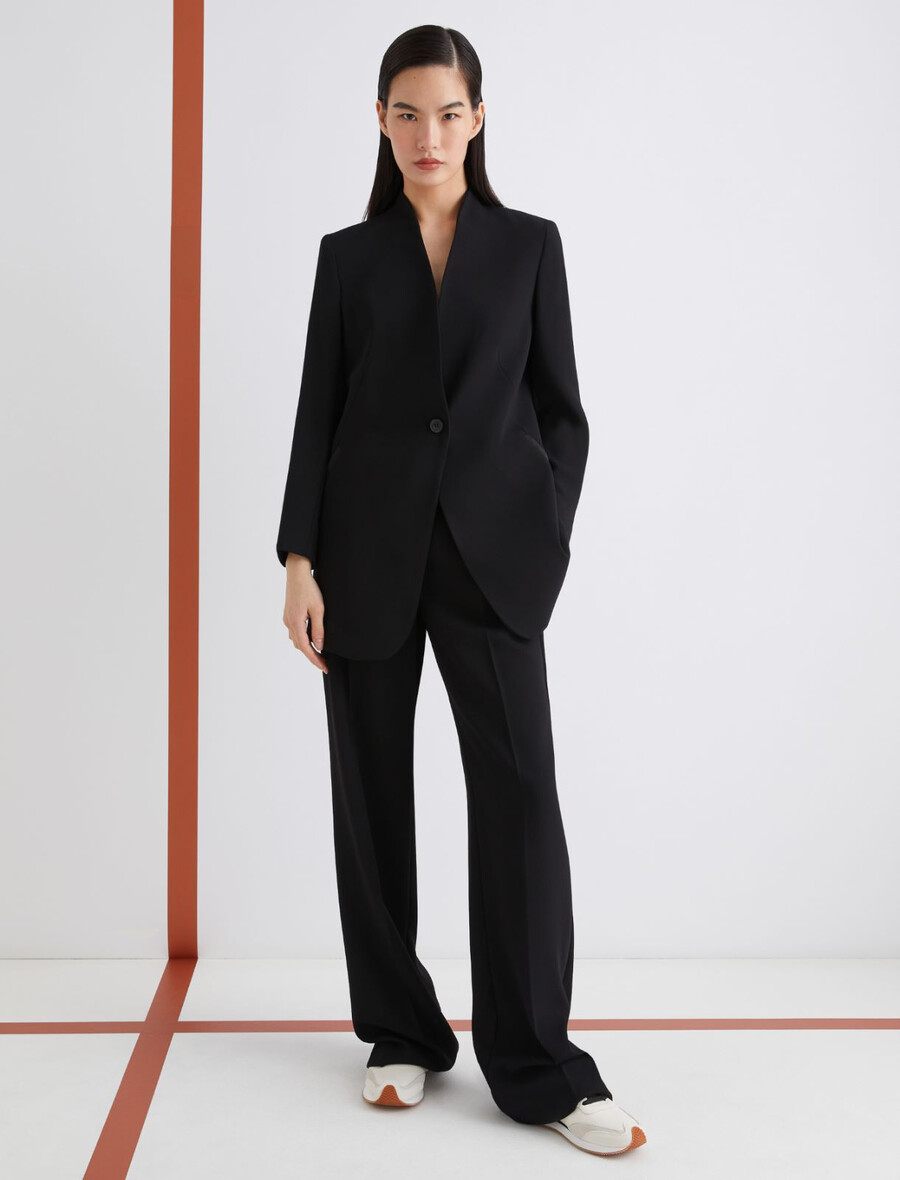 langer einreihiger blazer – schwarz