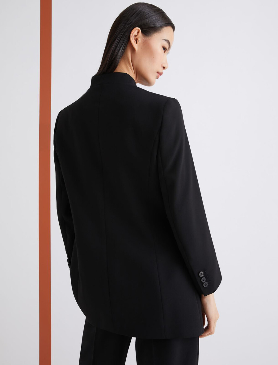 langer einreihiger blazer – schwarz