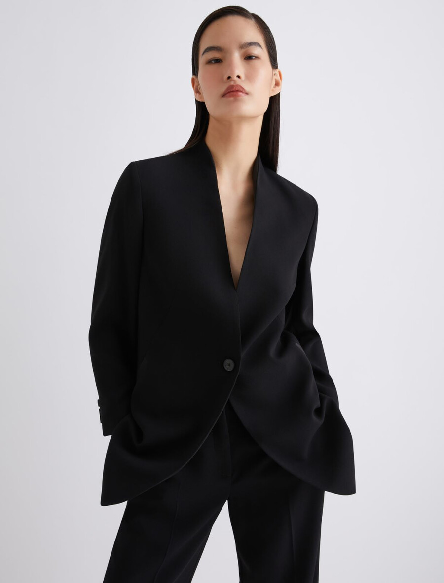 langer einreihiger blazer – schwarz