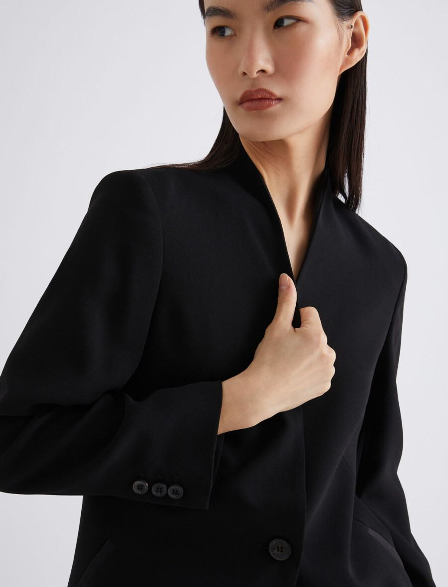 langer einreihiger blazer – schwarz