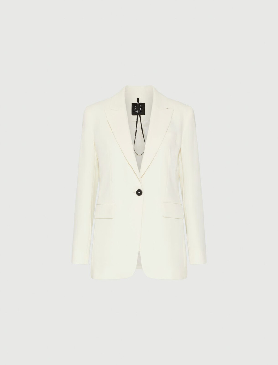 einreihiger envers-satin-blazer - wolle weiss