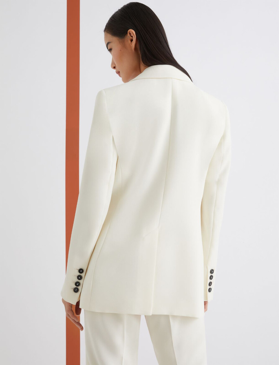einreihiger envers-satin-blazer - wolle weiss