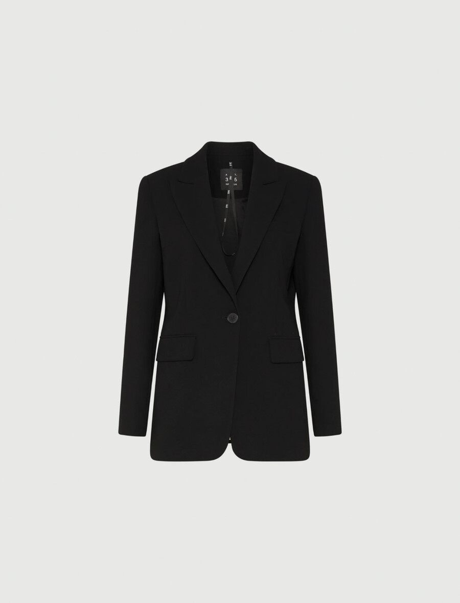 einreihiger envers-satin-blazer – schwarz