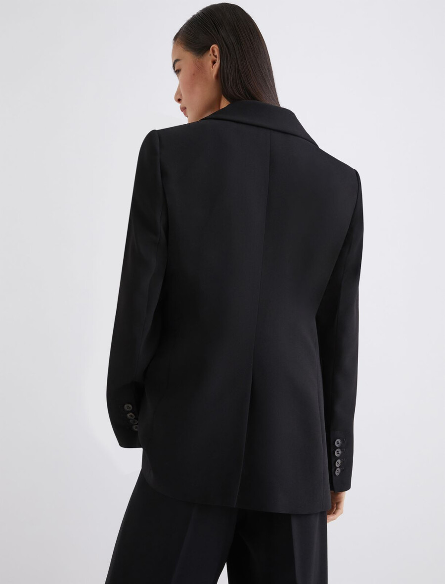 einreihiger envers-satin-blazer – schwarz