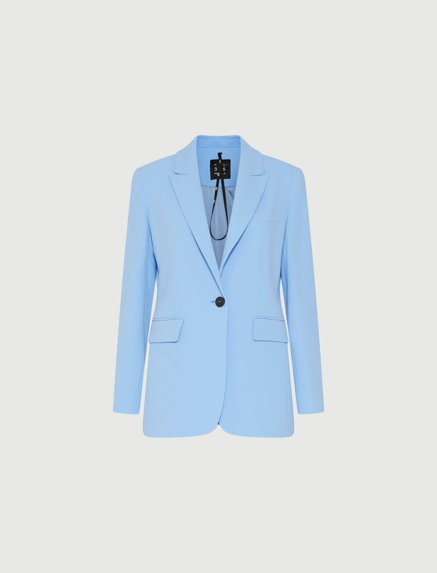 einreihiger envers-satin-blazer – hellblau