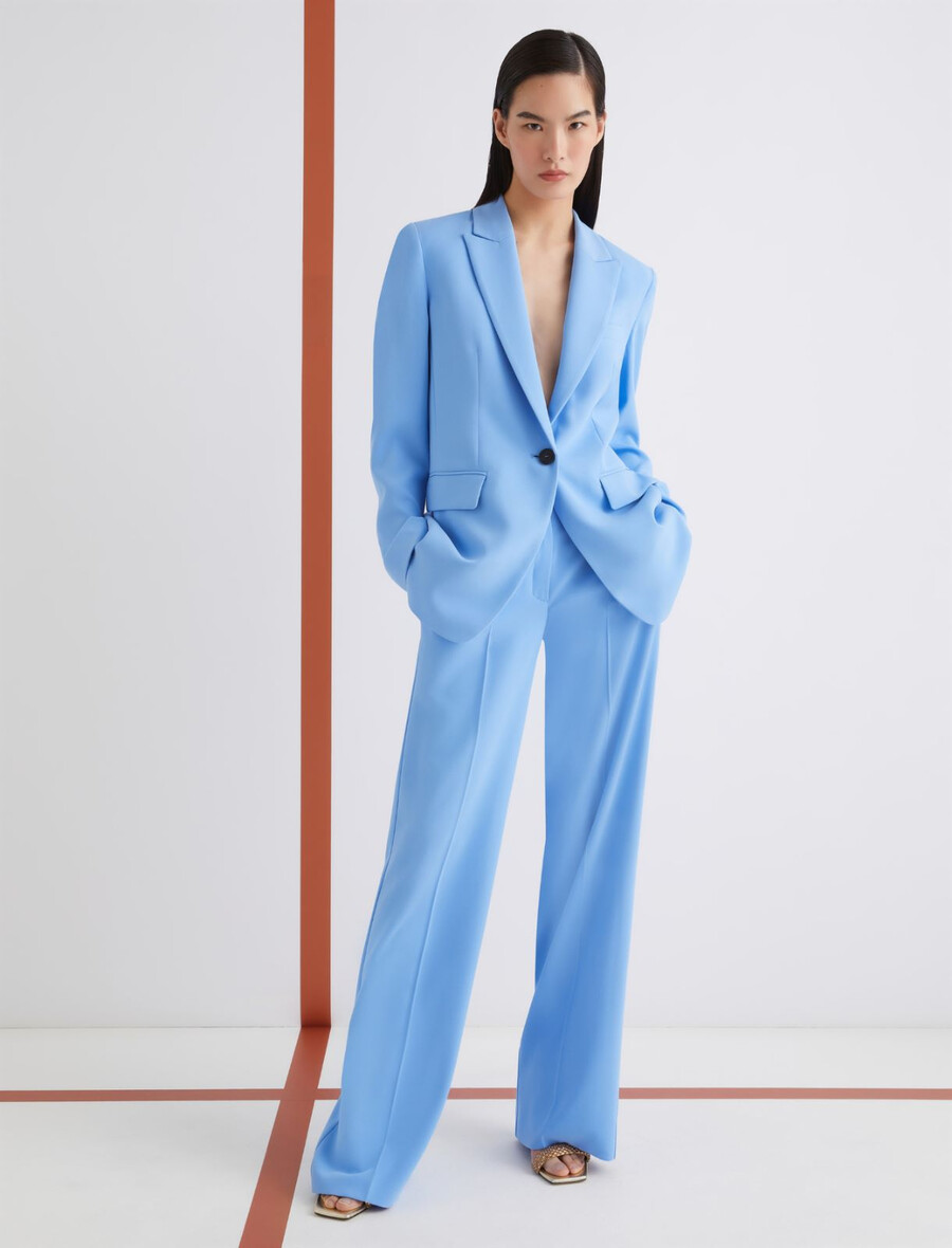 einreihiger envers-satin-blazer – hellblau