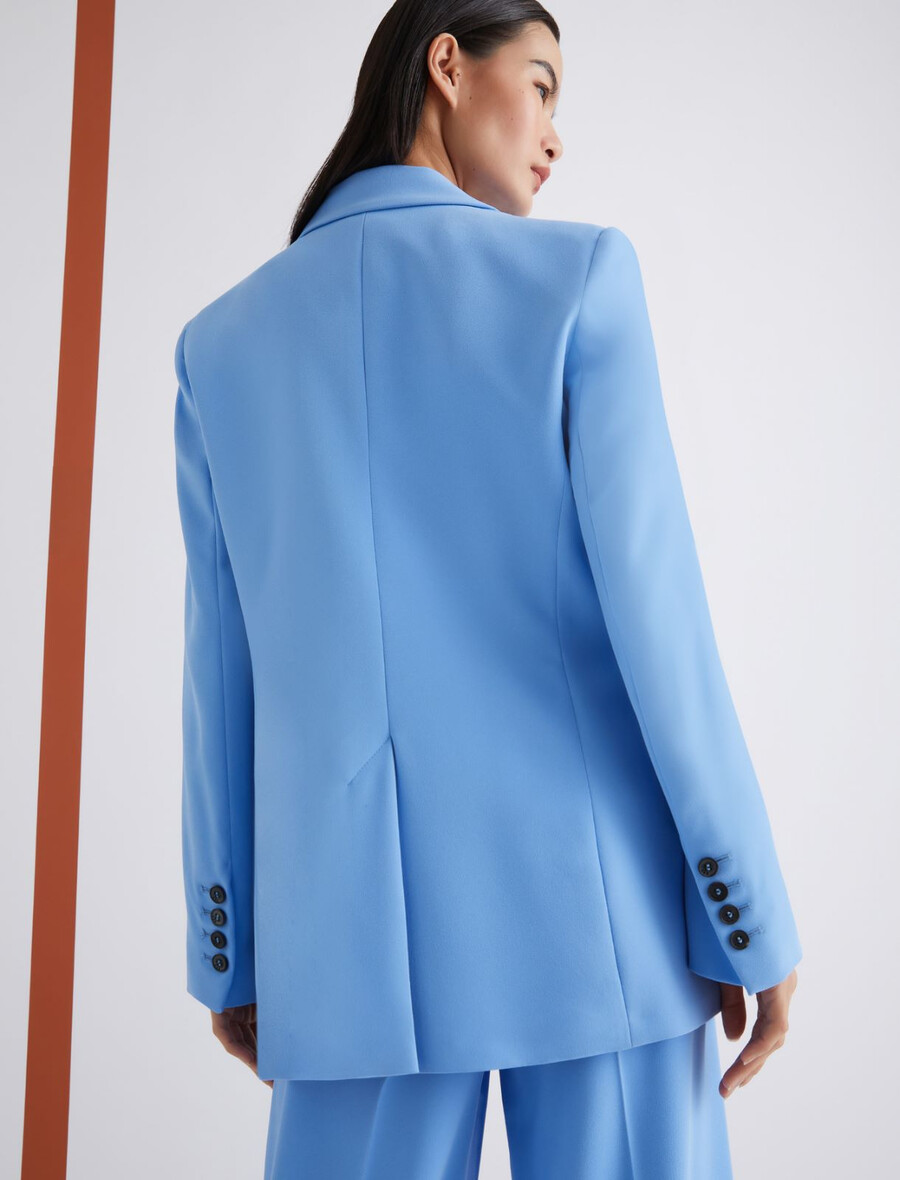 einreihiger envers-satin-blazer – hellblau