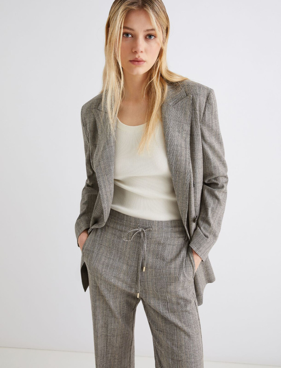 fließender zweireihiger blazer – hellgrau