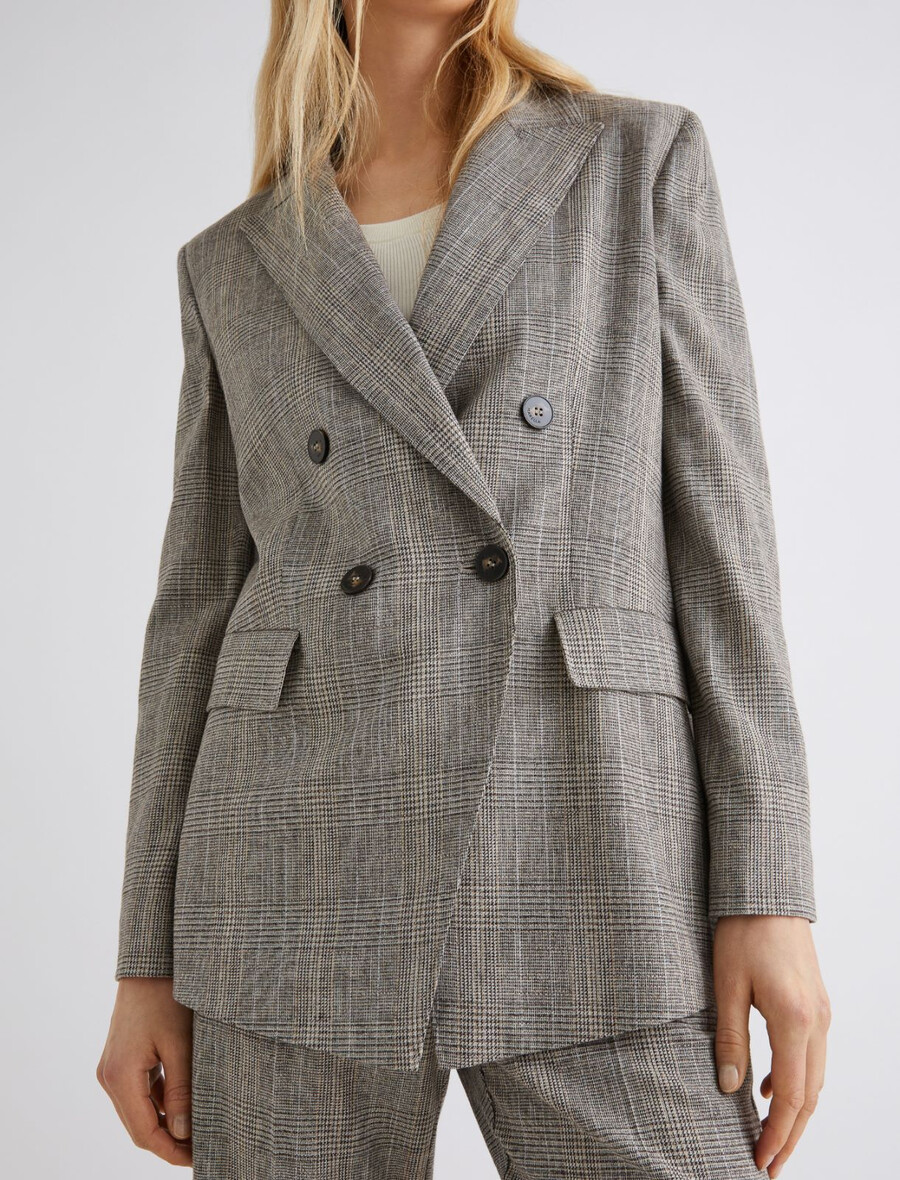 fließender zweireihiger blazer – hellgrau