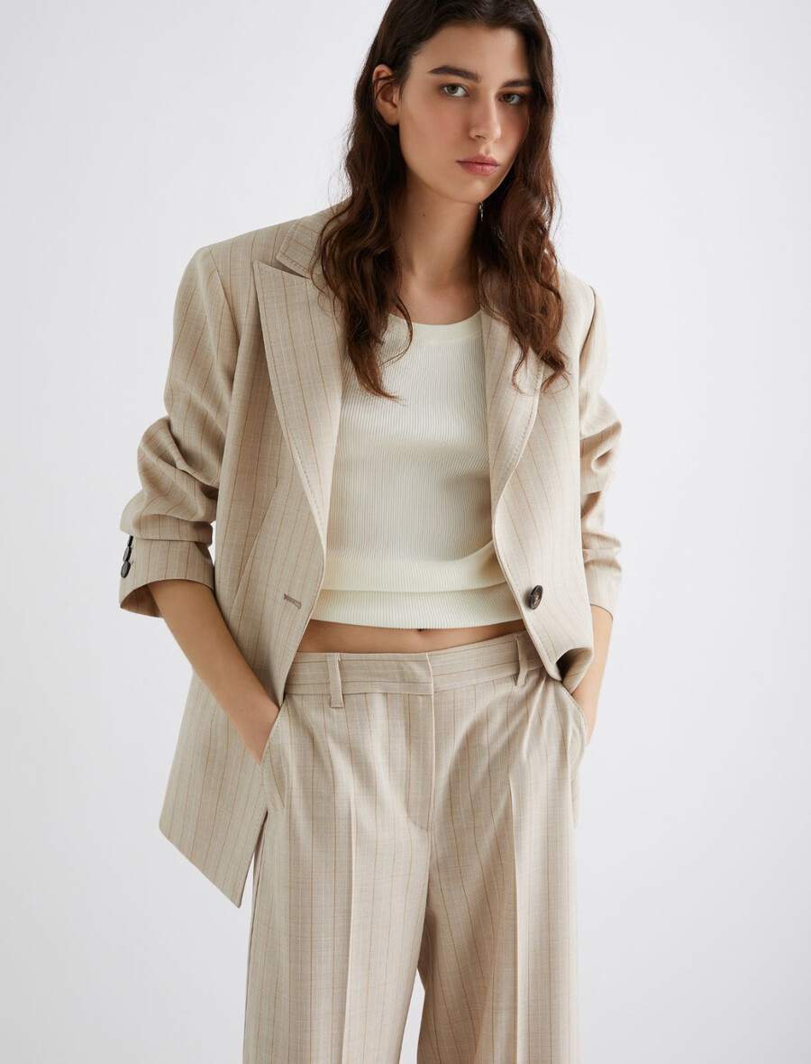 blazer aus stretch-canvas - ecru