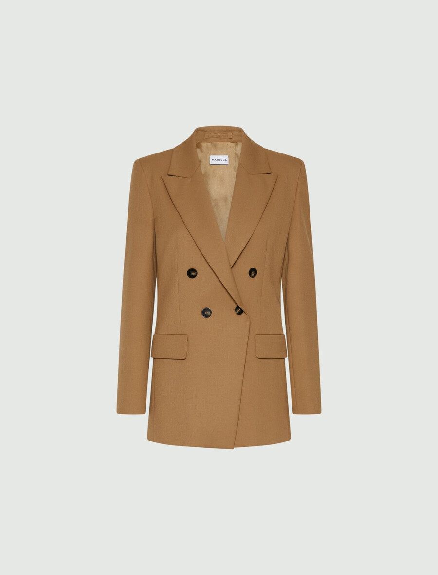 zweireihiger stretchblazer – olive