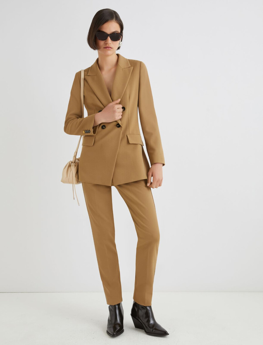 zweireihiger stretchblazer – olive
