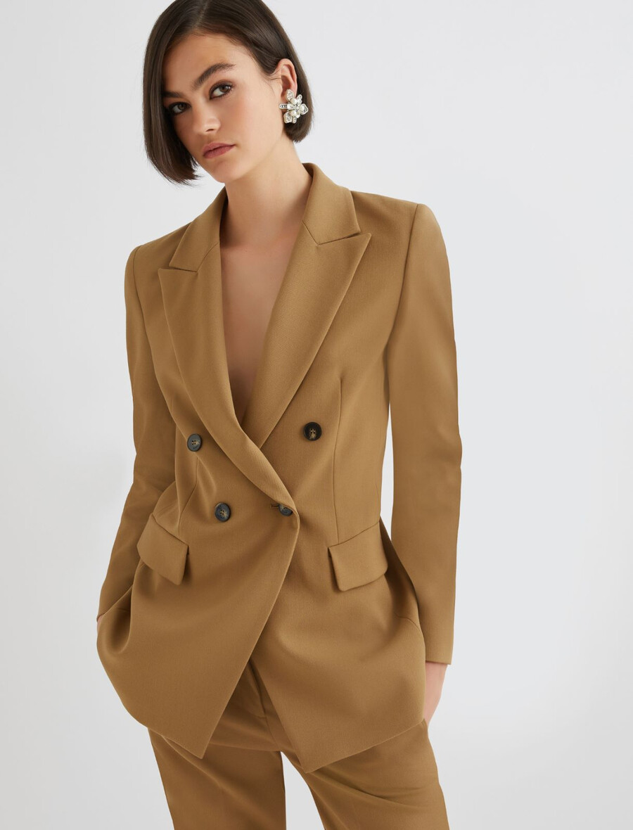 zweireihiger stretchblazer – olive