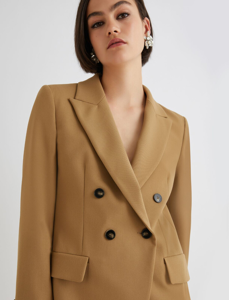 zweireihiger stretchblazer – olive