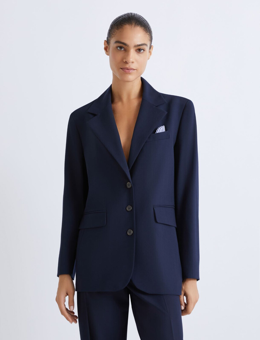 blazer mit passendem einstecktuch - marineblau