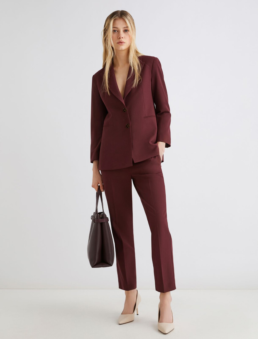 blazer aus viskose-canvas-mischgewebe - bordeaux
