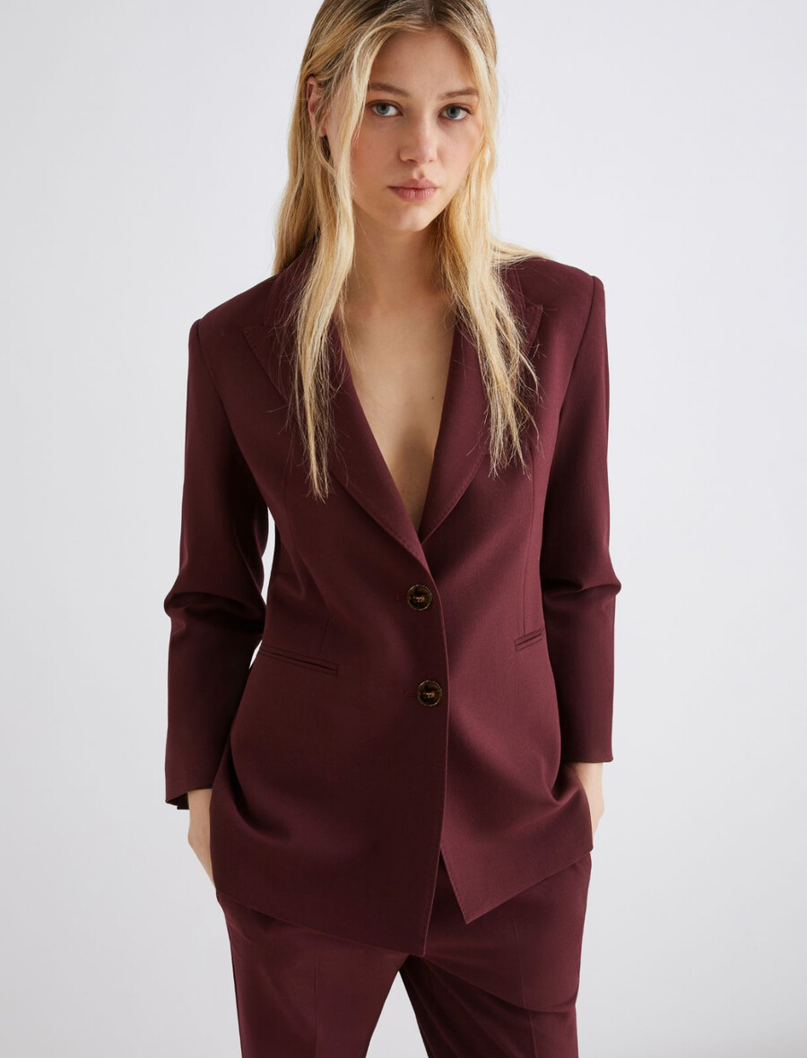blazer aus viskose-canvas-mischgewebe - bordeaux