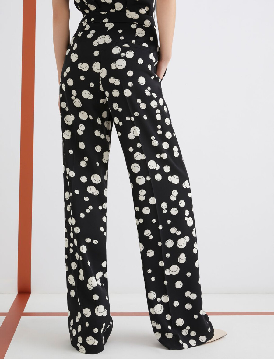 bedruckte satinhose - schwarz