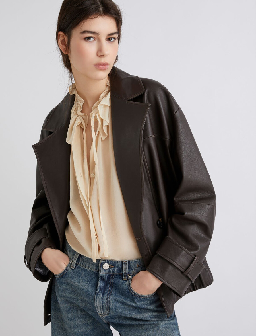 leder-peacoat - braun