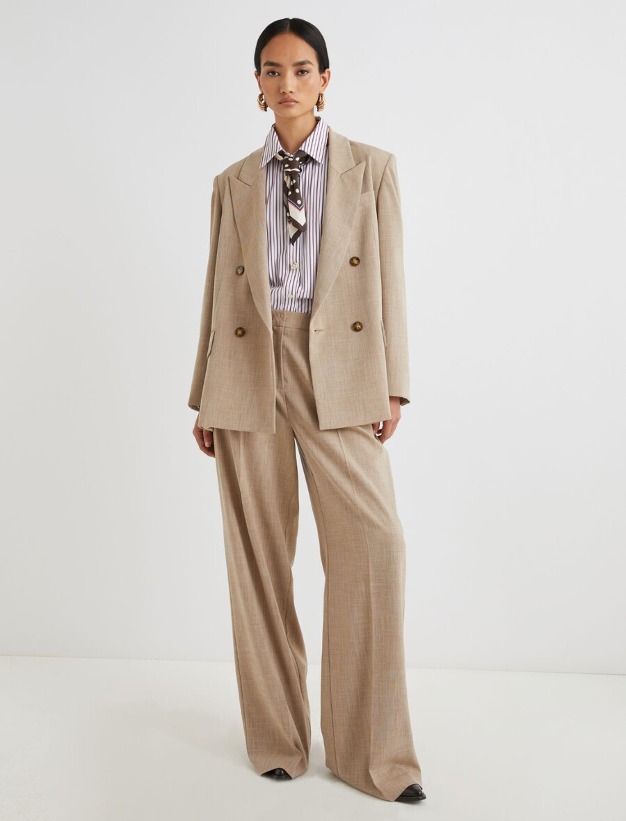 stretch-hose mit weitem bein - beige