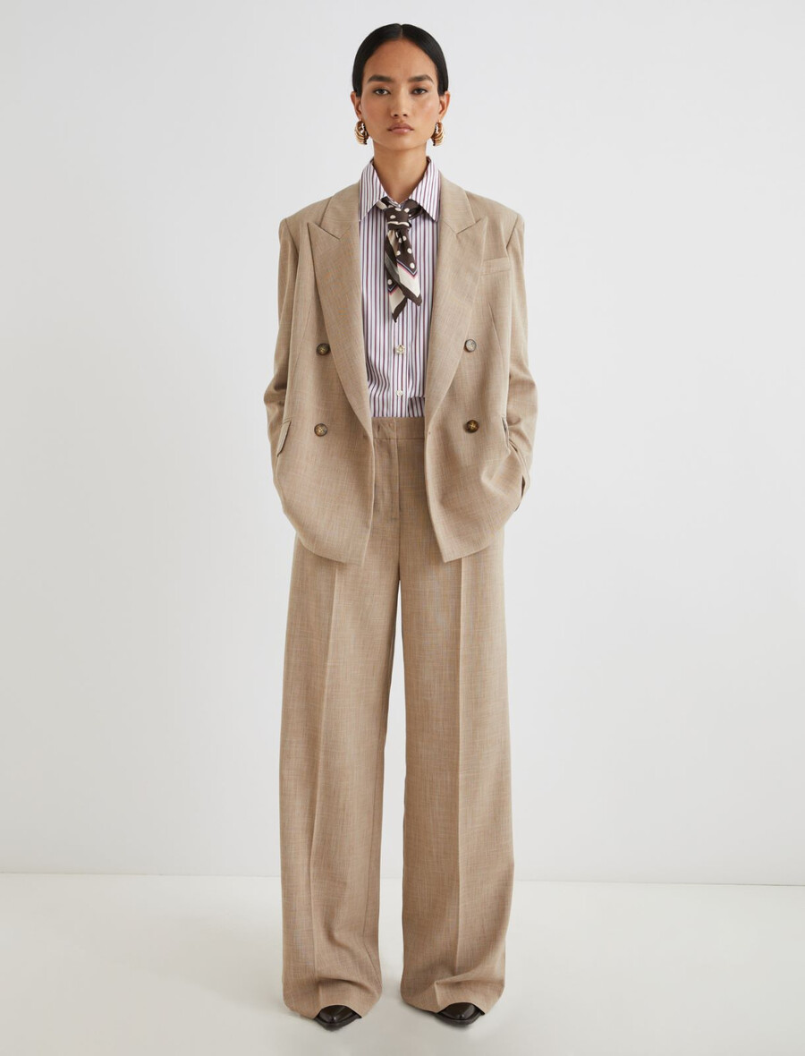 stretch-hose mit weitem bein - beige