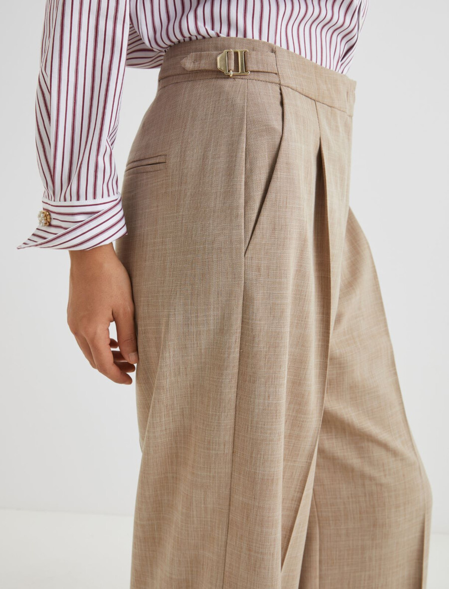 stretch-hose mit weitem bein - beige