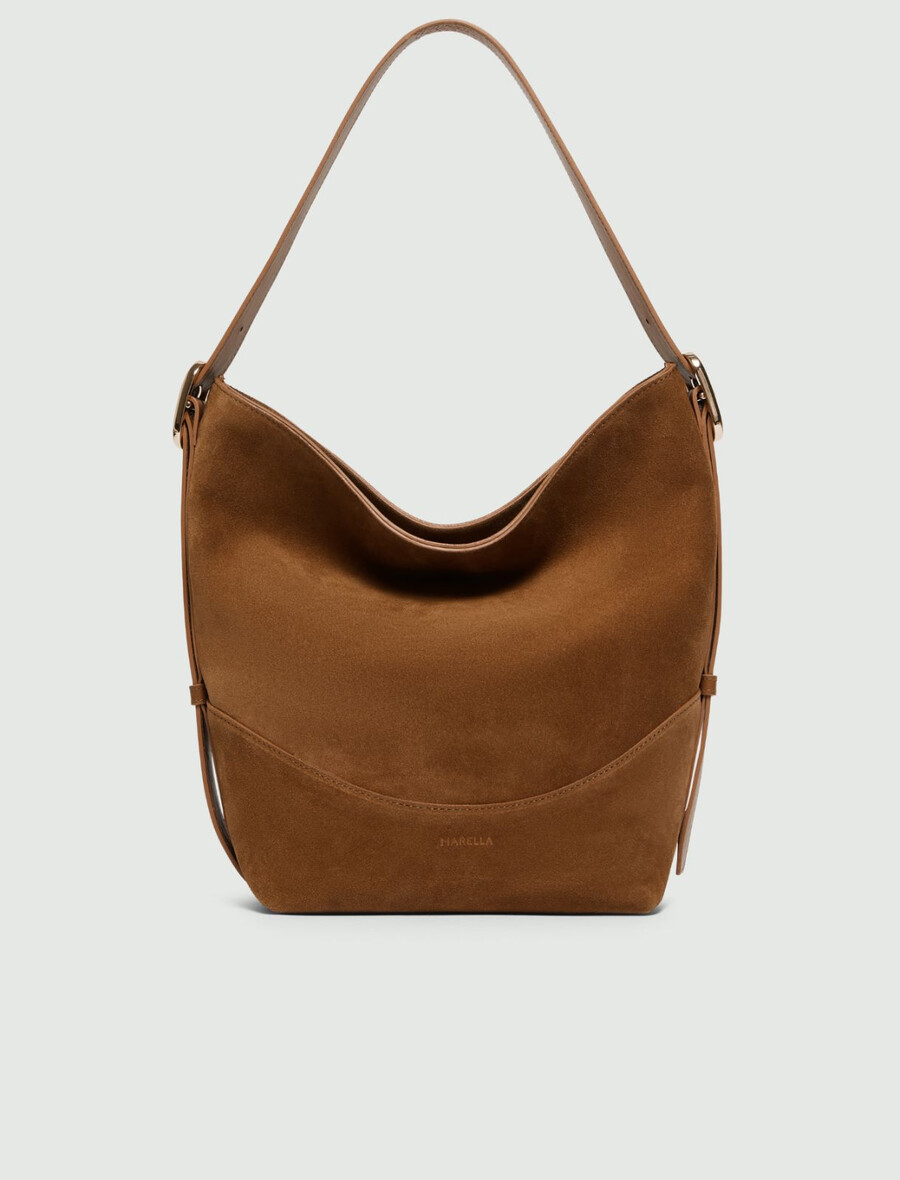 hobo-tasche aus wildleder – tabak