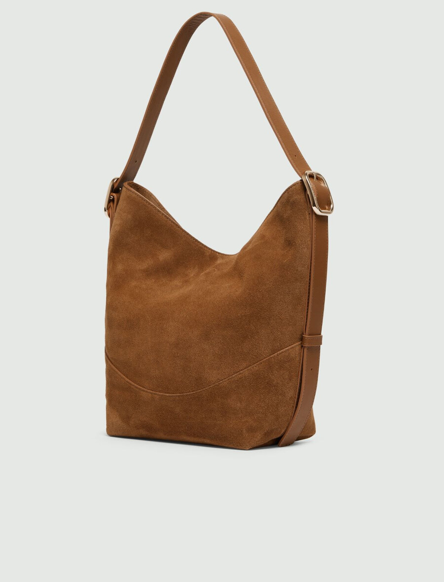 hobo-tasche aus wildleder – tabak