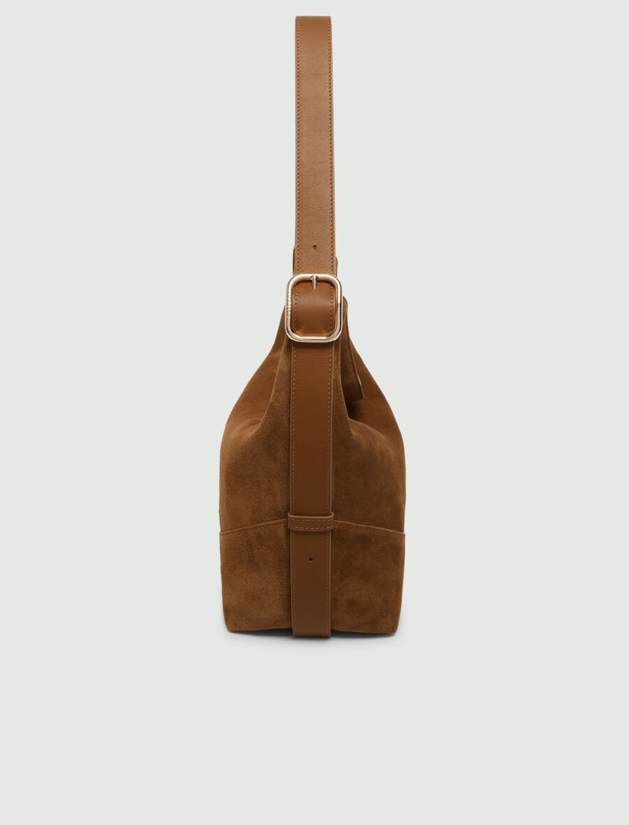 hobo-tasche aus wildleder – tabak