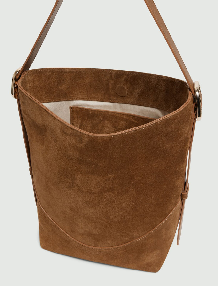 hobo-tasche aus wildleder – tabak