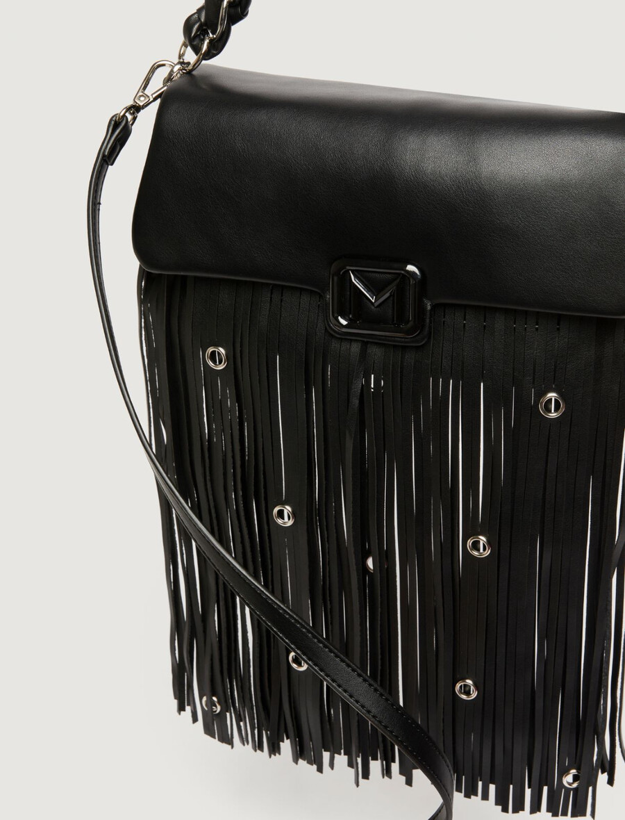 le muse mittelgroße tasche mit fransen und Ösen – schwarz