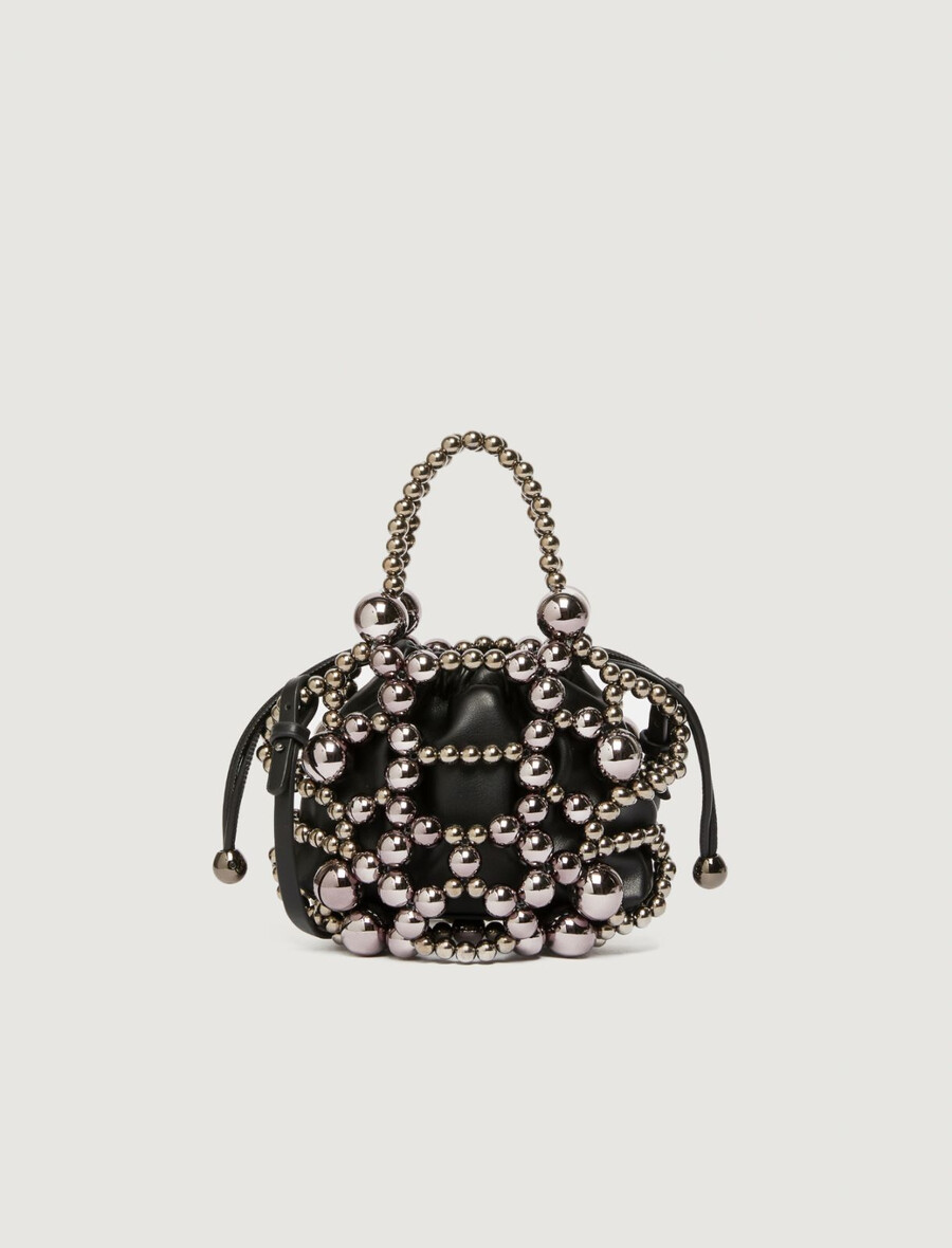 kleine beuteltasche mit kugeldetail – schwarz