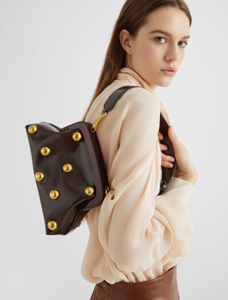 kleine lederclutch – dunkelbraun