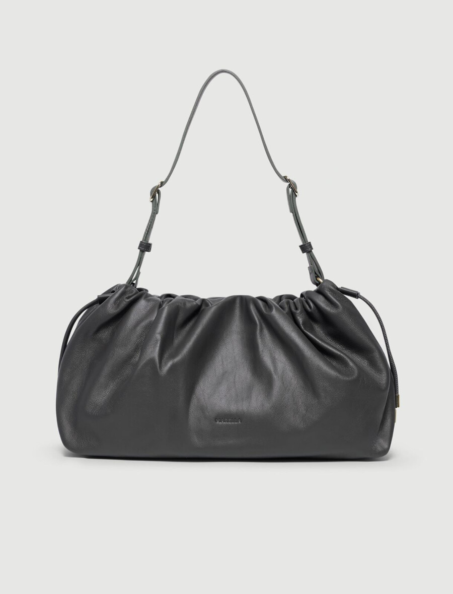 handtasche aus nappaleder – dunkelgrau
