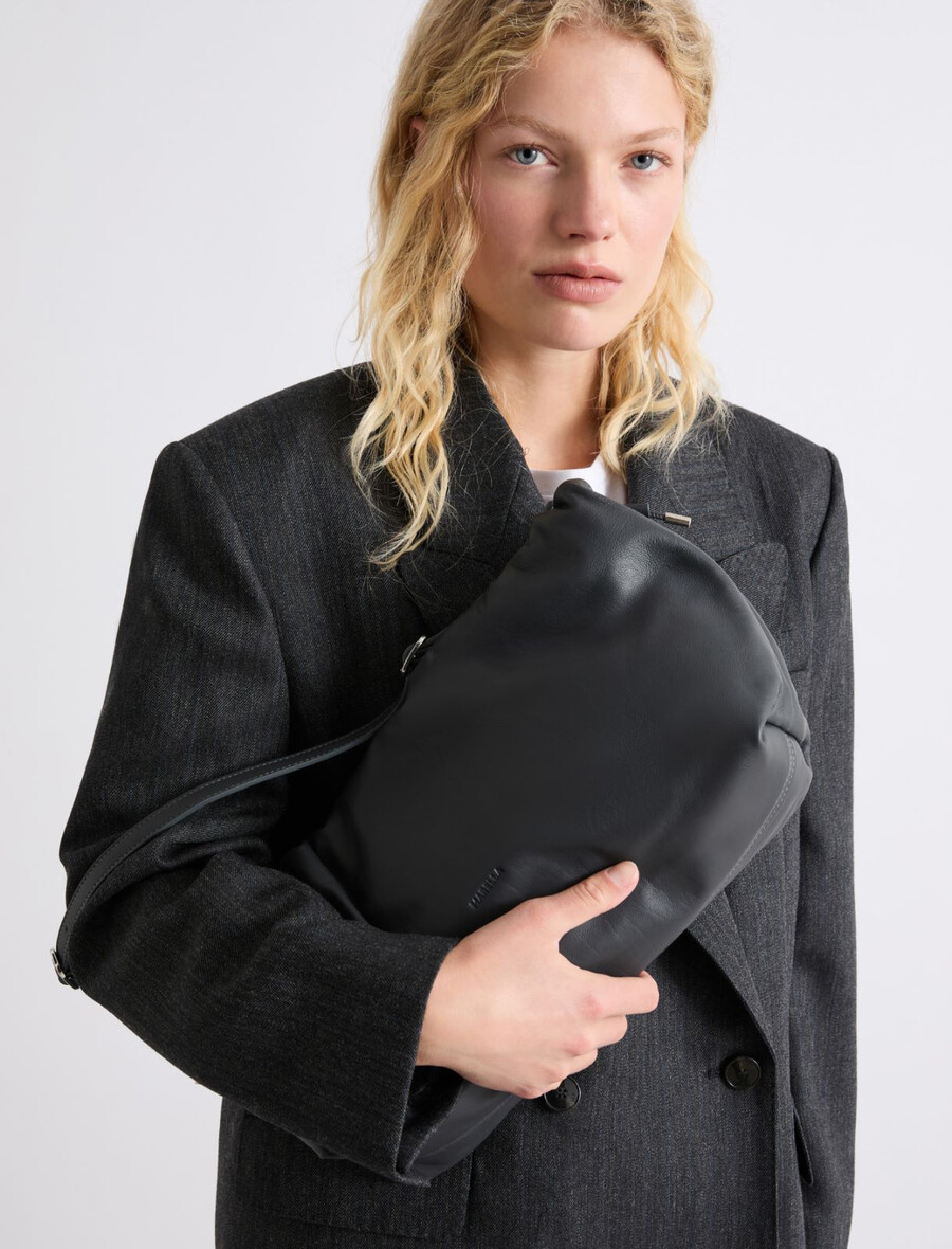 handtasche aus nappaleder – dunkelgrau