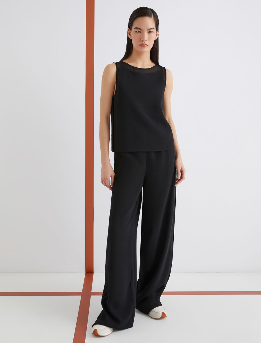 Ärmelloses satin-top von envers – schwarz